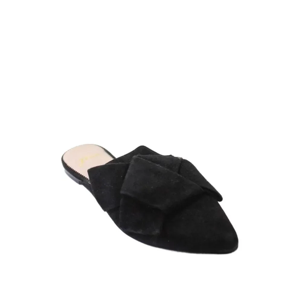 J Crew Womens Suede Pointed Toe Slide On Flats Mules Black Size 7